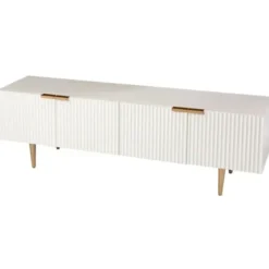 Tv Stands & Media Consoles-Kirkland's Home Wood Ribbed Doors Media Cabinet White