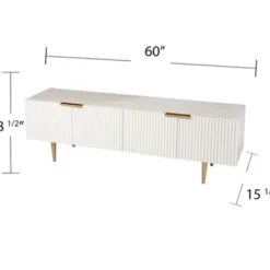 Tv Stands & Media Consoles-Kirkland's Home Wood Ribbed Doors Media Cabinet White