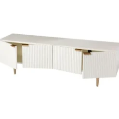 Tv Stands & Media Consoles-Kirkland's Home Wood Ribbed Doors Media Cabinet White