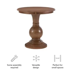 Accent & End Tables-Kirkland's Home Wood Round Base Side Table Brown