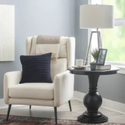 Accent & End Tables-Kirkland's Home Wood Round Base Side Table Black