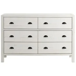 Dressers & Chests-Kirkland's Home Wood Rustic 6-Drawer Chest White