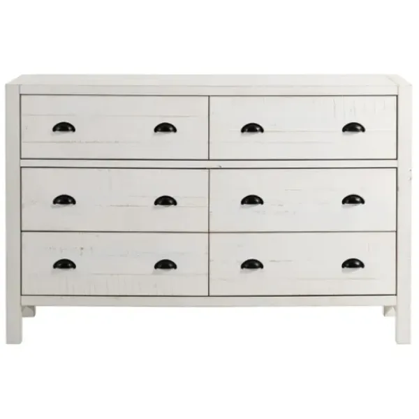 Dressers & Chests-Kirkland's Home Wood Rustic 6-Drawer Chest White