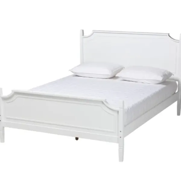 Beds & Headboards-Kirkland's Home Wood Scalloped Queen Bed Frame White
