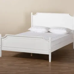 Beds & Headboards-Kirkland's Home Wood Scalloped Queen Bed Frame White