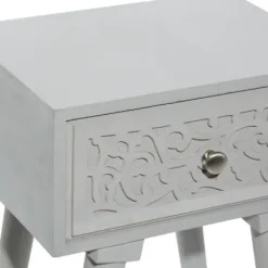 Accent & End Tables-Kirkland's Home Wood Scroll Drawer Accent Table Gray
