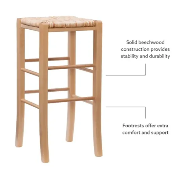 Bar Stools & Counter Height Stools-Kirkland's Home Wood Seagrass Backless 2-Pc. Bar Stool Set Tan