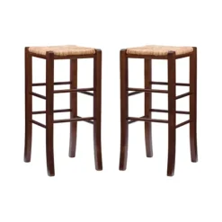 Bar Stools & Counter Height Stools-Kirkland's Home Wood Seagrass Backless 2-Pc. Bar Stool Set Brown