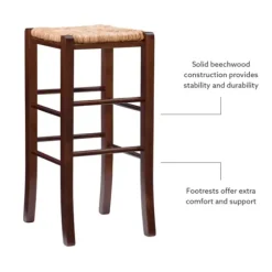 Bar Stools & Counter Height Stools-Kirkland's Home Wood Seagrass Backless 2-Pc. Bar Stool Set Brown