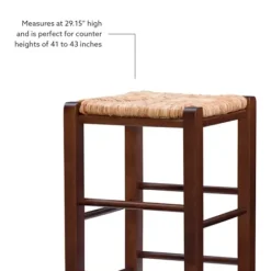 Bar Stools & Counter Height Stools-Kirkland's Home Wood Seagrass Backless 2-Pc. Bar Stool Set Brown
