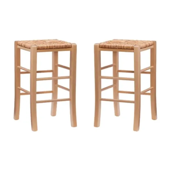 Bar Stools & Counter Height Stools-Kirkland's Home Wood Seagrass Backless 2-Pc. Counter Stool Set Tan
