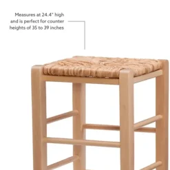 Bar Stools & Counter Height Stools-Kirkland's Home Wood Seagrass Backless 2-Pc. Counter Stool Set Tan