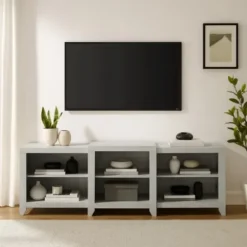 Tv Stands & Media Consoles-Kirkland's Home Wood 6-Shelf Media Cabinet White