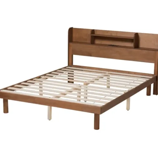Beds & Headboards-Kirkland's Home Wood Shelves Full Platform Bed Brown