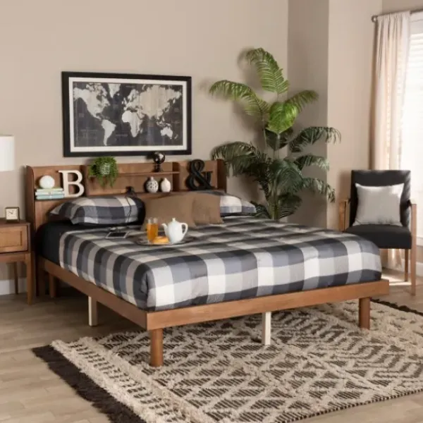 Beds & Headboards-Kirkland's Home Wood Shelves Full Platform Bed Brown