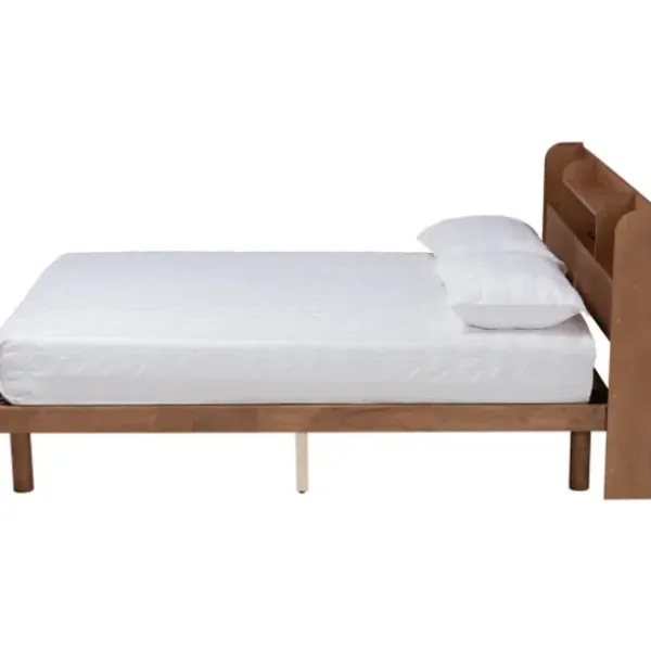 Beds & Headboards-Kirkland's Home Wood Shelves Queen Platform Bed Brown