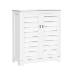 Bathroom Furniture-Kirkland's Home Wood Shutter 2-Door Cabinet White
