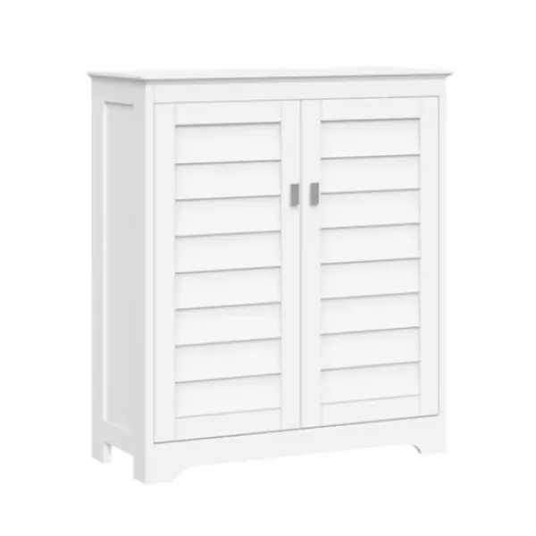 Bathroom Furniture-Kirkland's Home Wood Shutter 2-Door Cabinet White