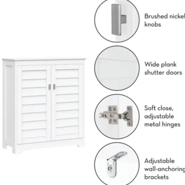 Bathroom Furniture-Kirkland's Home Wood Shutter 2-Door Cabinet White