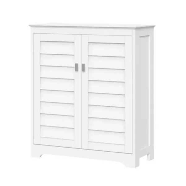 Bathroom Furniture-Kirkland's Home Wood Shutter 2-Door Cabinet White
