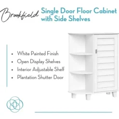 Bathroom Furniture-Kirkland's Home Wood Shutter Door Open Shelf Cabinet White