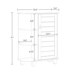 Bathroom Furniture-Kirkland's Home Wood Shutter Door Open Shelf Cabinet White