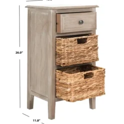 Accent & End Tables-Kirkland's Home Wood Side Table With Baskets Gray