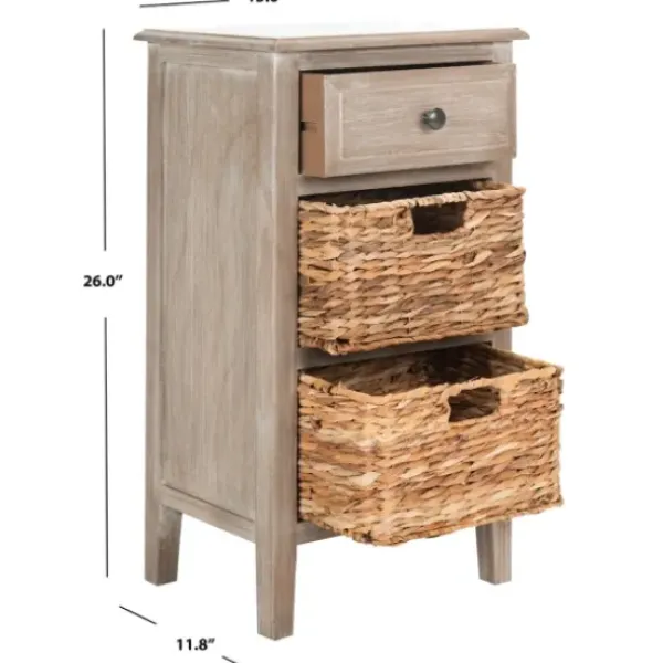Accent & End Tables-Kirkland's Home Wood Side Table With Baskets Gray
