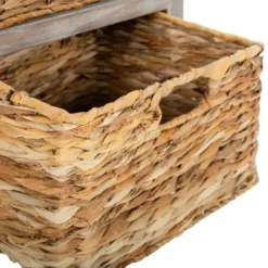 Accent & End Tables-Kirkland's Home Wood Side Table With Baskets Gray