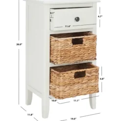 Accent & End Tables-Kirkland's Home Wood Side Table With Baskets White