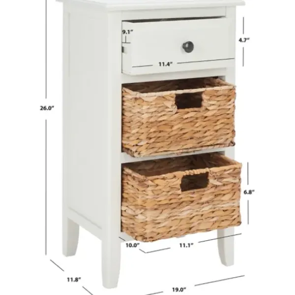Accent & End Tables-Kirkland's Home Wood Side Table With Baskets White