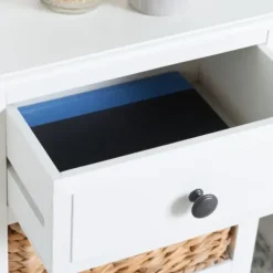 Accent & End Tables-Kirkland's Home Wood Side Table With Baskets White