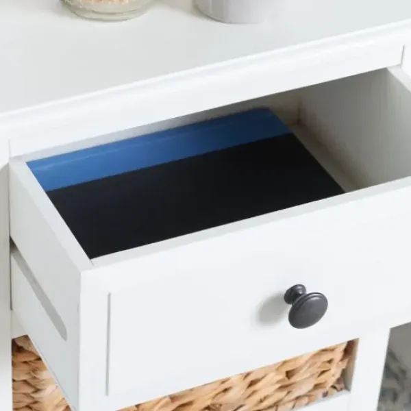 Accent & End Tables-Kirkland's Home Wood Side Table With Baskets White