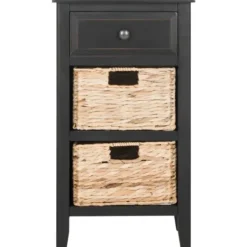 Accent & End Tables-Kirkland's Home Wood Side Table With Baskets Black