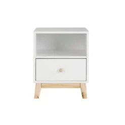 Nightstands-Kirkland's Home Wood Single Drawer Footed Nightstand White