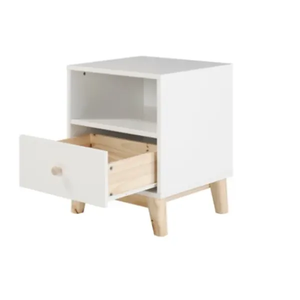 Nightstands-Kirkland's Home Wood Single Drawer Footed Nightstand White