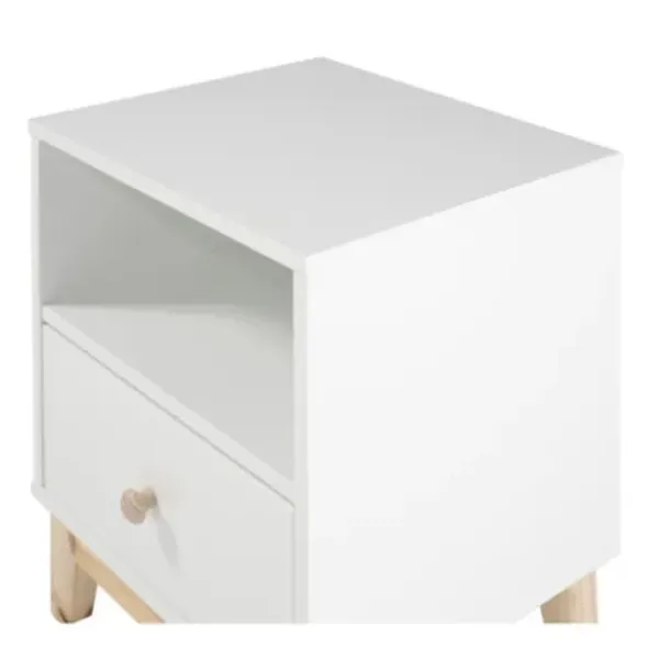 Nightstands-Kirkland's Home Wood Single Drawer Footed Nightstand White