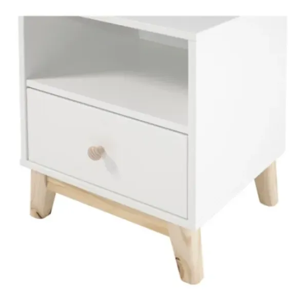 Nightstands-Kirkland's Home Wood Single Drawer Footed Nightstand White