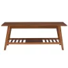 Coffee Tables-Kirkland's Home Wood Slatted Bottom Shelf Coffee Table Brown