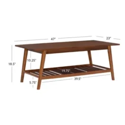 Coffee Tables-Kirkland's Home Wood Slatted Bottom Shelf Coffee Table Brown