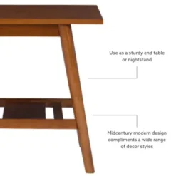 Accent & End Tables-Kirkland's Home Wood Slatted Bottom Shelf Side Table Brown