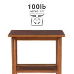 Accent & End Tables-Kirkland's Home Wood Slatted Bottom Shelf Side Table Brown