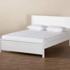 Beds & Headboards-Kirkland's Home Wood Slatted Full Bed Frame White