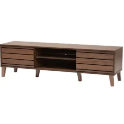 Tv Stands & Media Consoles-Kirkland's Home Wood Slatted Midcentury Tv Stand Brown