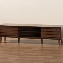 Tv Stands & Media Consoles-Kirkland's Home Wood Slatted Midcentury Tv Stand Brown