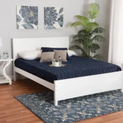 Beds & Headboards-Kirkland's Home Wood Slatted Queen Bed Frame White