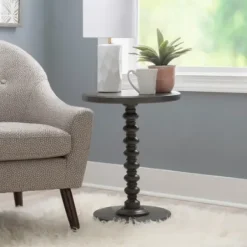 Accent & End Tables-Kirkland's Home Wood Spindle Side Table Gray