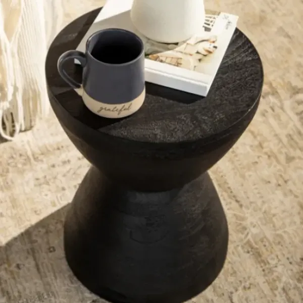 Accent & End Tables-Kirkland's Home Wood Spool Side Table Black