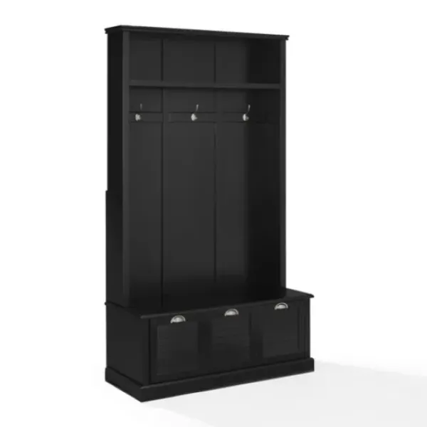 Entryway Furniture-Kirkland's Home Wood Storage Bench Hall Tree Black
