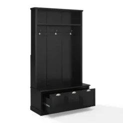 Entryway Furniture-Kirkland's Home Wood Storage Bench Hall Tree Black